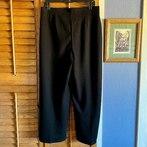 Anne Klein Wide Leg Pull On Black Dress Pants M - Picture 2 of 13